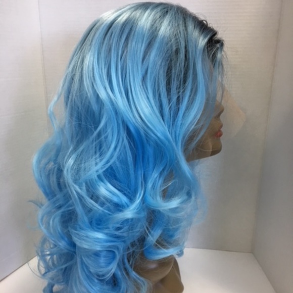 Ombre Blue Lace Front Synthetic Wig - Picture 5 of 6